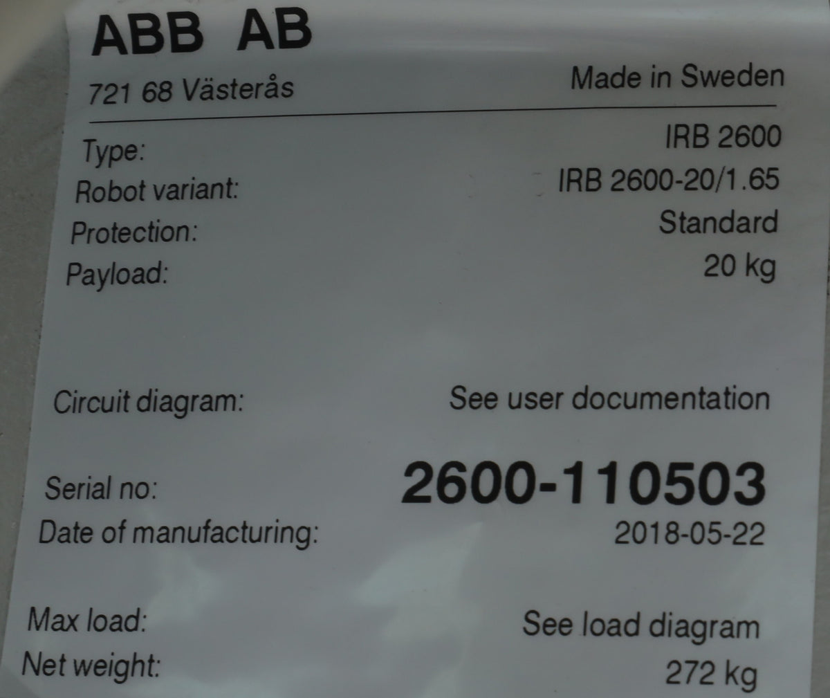 IRB 2600-20/1.65 + IRC5 Simple
