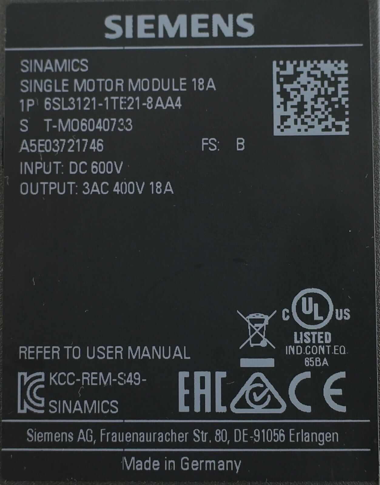 6SL3121-1TE21-8AA4