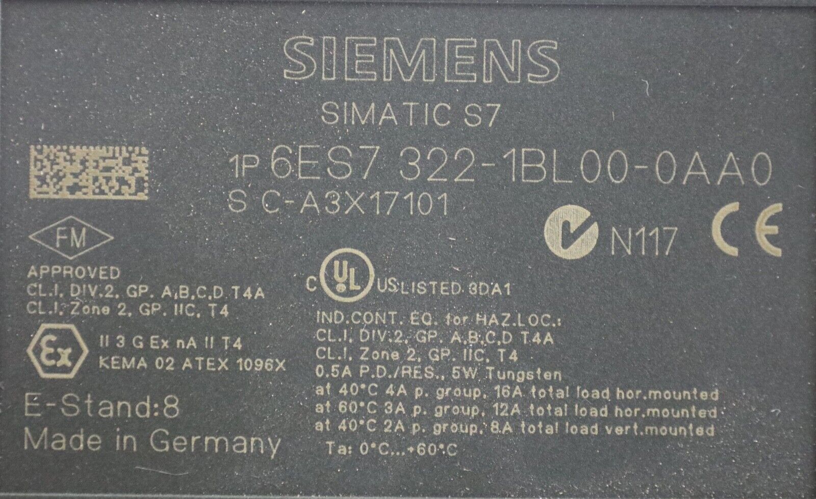 6ES7322-1BL00-0AA0 (Ohne Frontklappe) Zustand: Gebraucht E-Stand: 8 - IMA-Tec